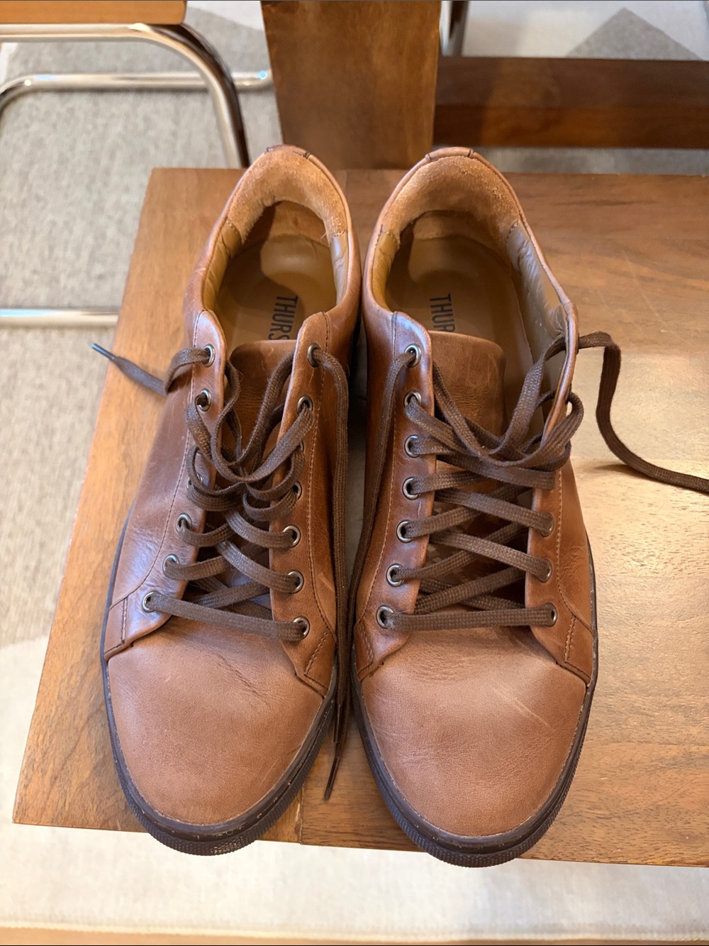 Thursday Boot Company Brown Leather Low-Top Sneakers
